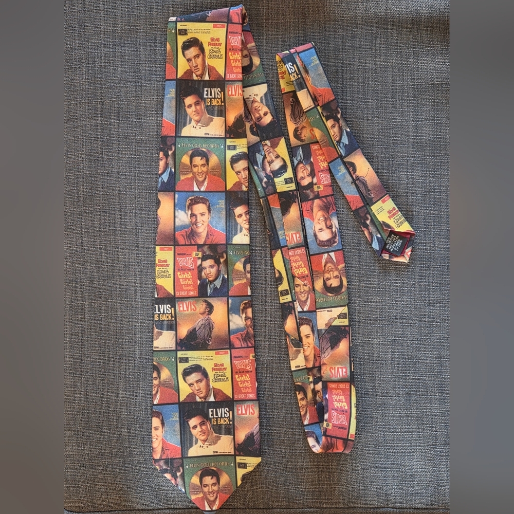 Ralph Marlin brand Elvis Presley Album Covers 1997 Graphic Formal Men's Tie